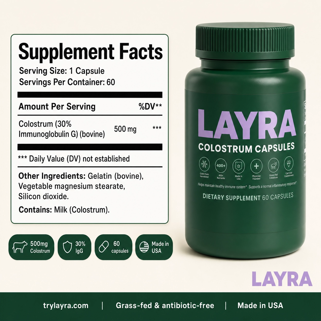 Advanced Bioactive Peptide-Rich Colostrum Capsules