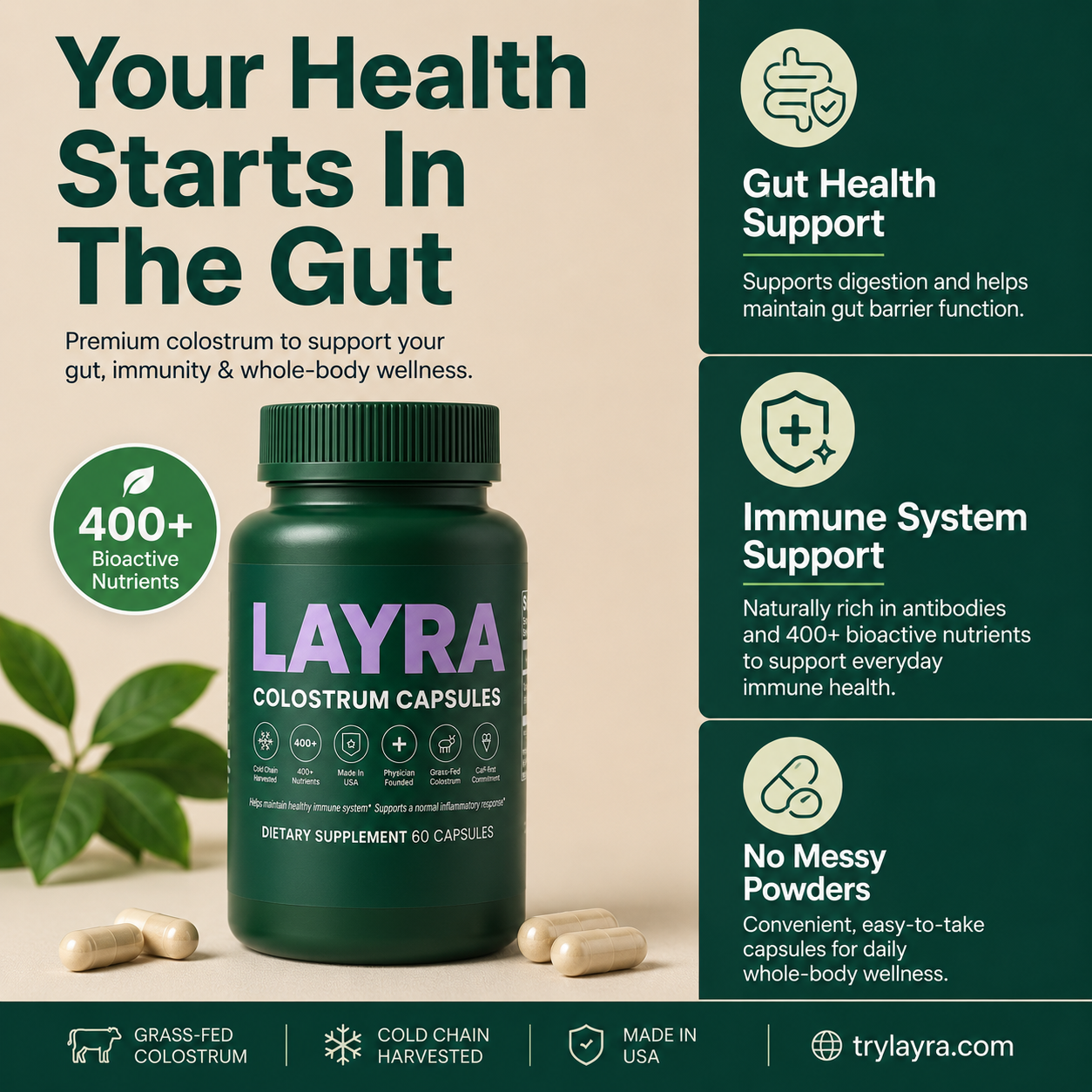 Advanced Bioactive Peptide-Rich Colostrum Capsules